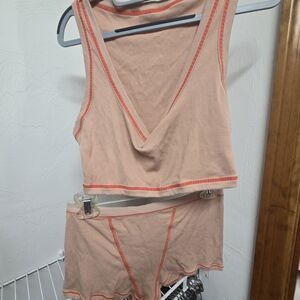 Women's Peach and Orange Intimate Set